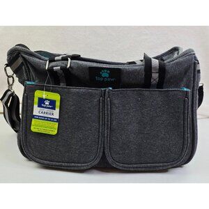 Top Paw Soft Sider Carrier For Pets up to 15 LBS Charcoal Gray Strap Mesh NWT